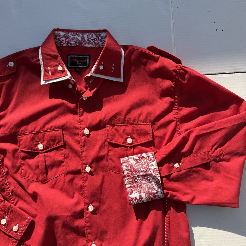 Patroncito USA Button Down Long Sleeve Mens Large Y2K Cowboy Paisley Western